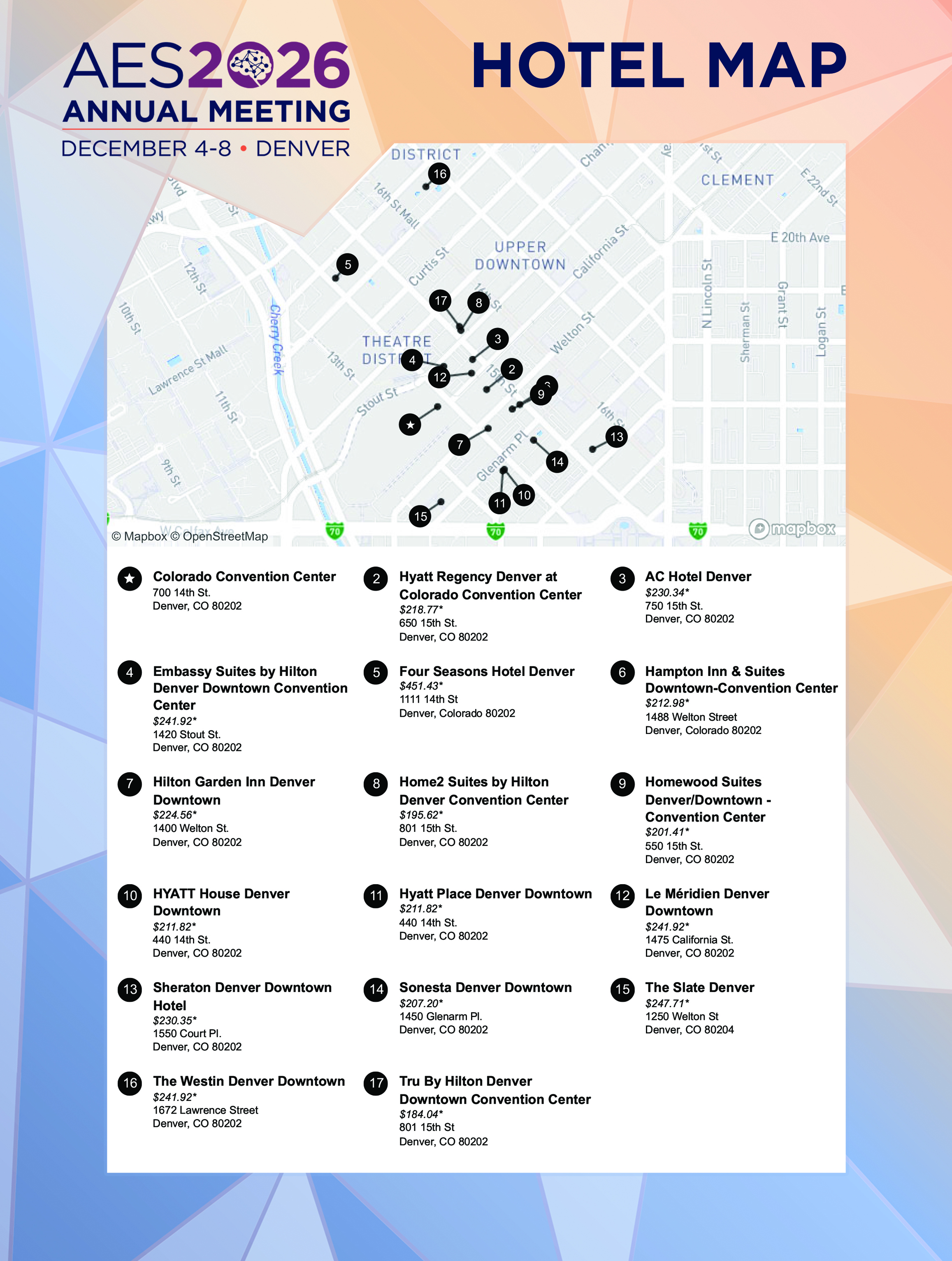 AES Hotel Map with Inclusive Prices