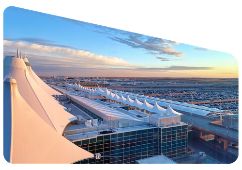 Denver International Airport at sunrise
